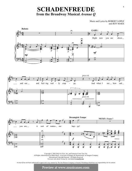 Schadenfreude (Avenue Q): Для голоса и фортепиано by Jeff Marx, Robert Lopez
