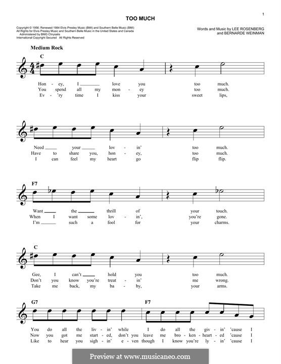 Too Much (Elvis Presley): Мелодия by Bernard Weinman, Lee Rosenberg