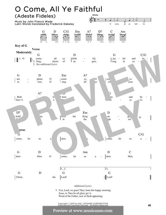 Instrumental version (Printable scores): Гитарная табулатура by Джон Фрэнсис Уэйд