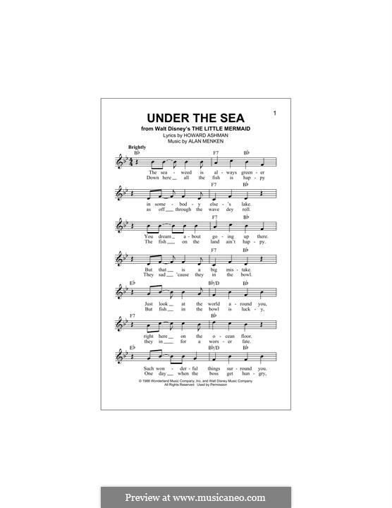 Under the Sea (from The Little Mermaid): Мелодия by Alan Menken