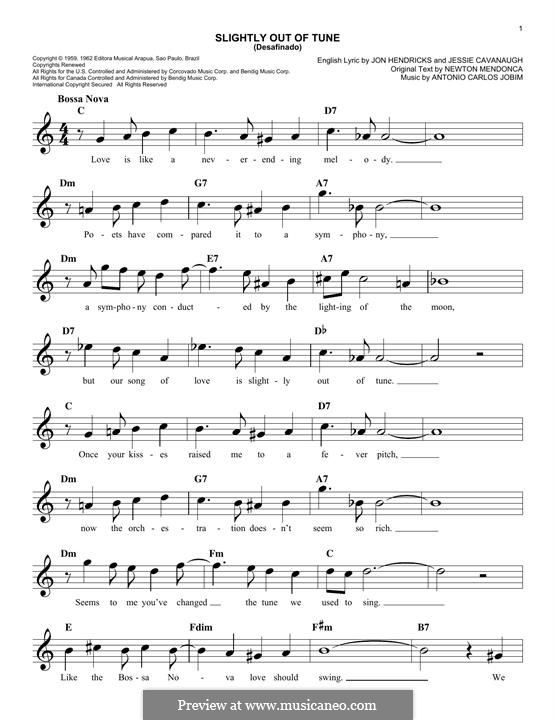 Desafinado (Slightly Out of Tune): Мелодия by Antonio Carlos Jobim