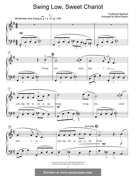 Swing Low, Sweet Chariot: Для фортепиано by folklore
