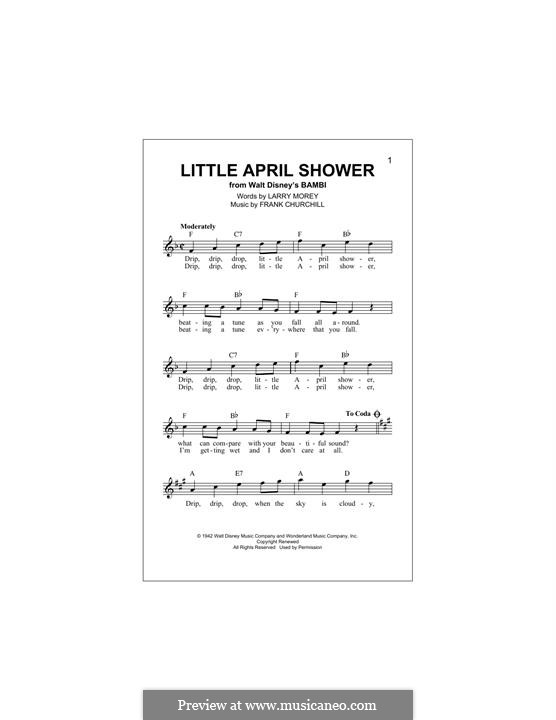 Little April Shower (from Bambi): Мелодия by Frank Churchill