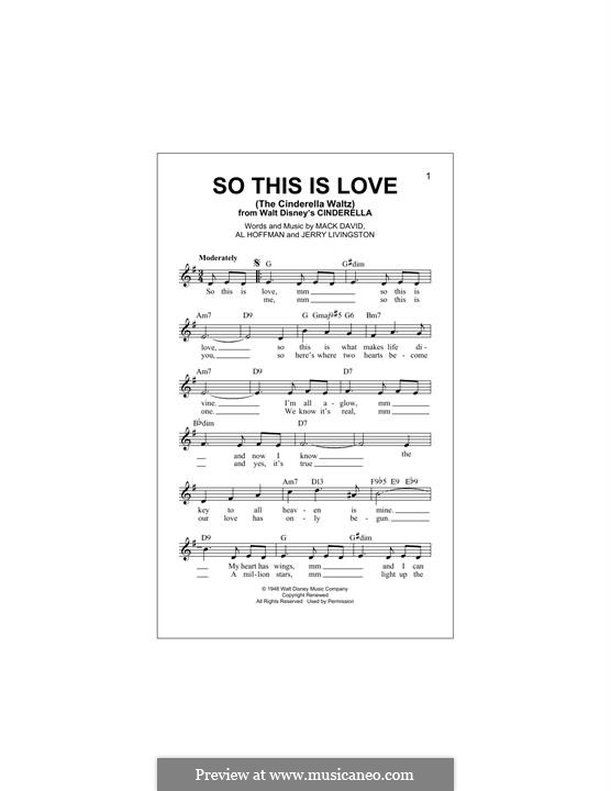 So This Is Love (The Cinderella Waltz): Мелодия by Al Hoffman, Jerry Livingston, Mack David
