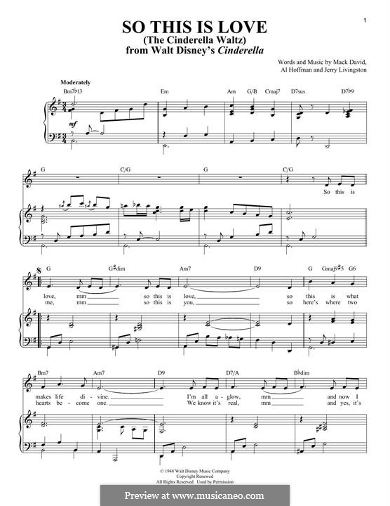 So This Is Love (The Cinderella Waltz): Для голоса и фортепиано by Al Hoffman, Jerry Livingston, Mack David