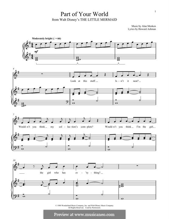 Part of Your World (from The Little Mermaid): Для голоса и фортепиано by Alan Menken