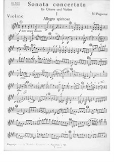 Концертная соната для гитары и скрипки: Партия скрипки by Никколо Паганини