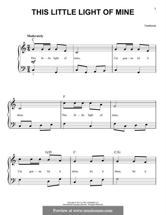 This Little Light of Mine (Printable scores): Для фортепиано by folklore