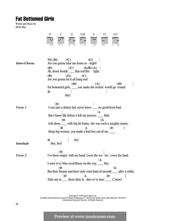 Fat Bottomed Girls: Текст, аккорды by Brian May