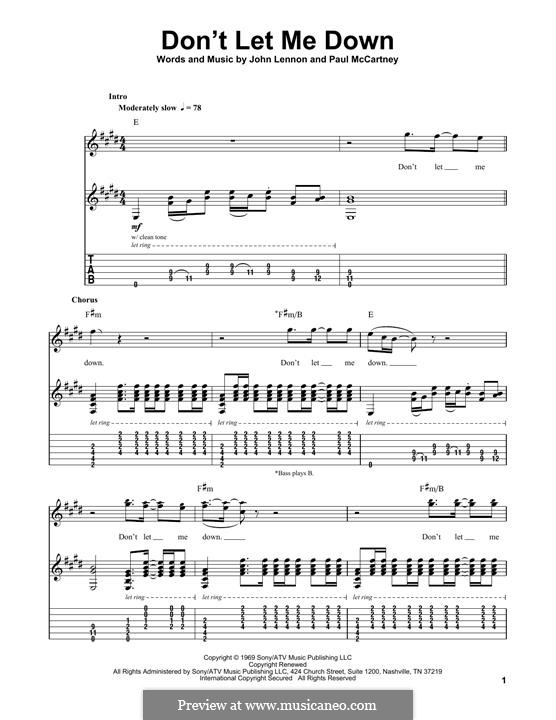 Don't Let Me Down (The Beatles): Гитарная табулатура by John Lennon, Paul McCartney