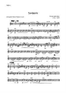 Тамбурин фа мажор: For flute and strings - violin 1 part by Франсуа Жозеф Госсек