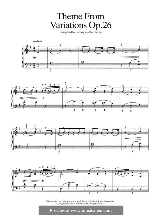 Соната для фортепиано No.12 ля-бемоль мажор, Op.26: Theme from Variations by Людвиг ван Бетховен