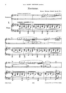 Шесть маленьких мелодических пьес для фисгармонии и фортепиано, Op.40: No.1 Ноктюрн – партитура by Гораций Уодхэм Николл