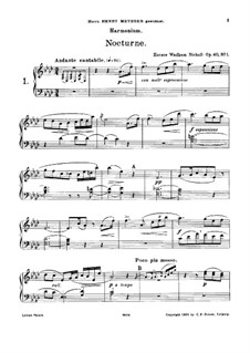 Шесть маленьких мелодических пьес для фисгармонии и фортепиано, Op.40: No.1 Ноктюрн – партия фисгармонии by Гораций Уодхэм Николл