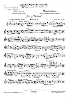 Размышление на тему старого чешского хорала 'Святой Вацлав', Op.35: Скрипка I by Йосеф Сук