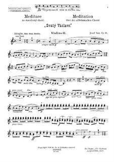 Размышление на тему старого чешского хорала 'Святой Вацлав', Op.35: Скрипка II by Йосеф Сук