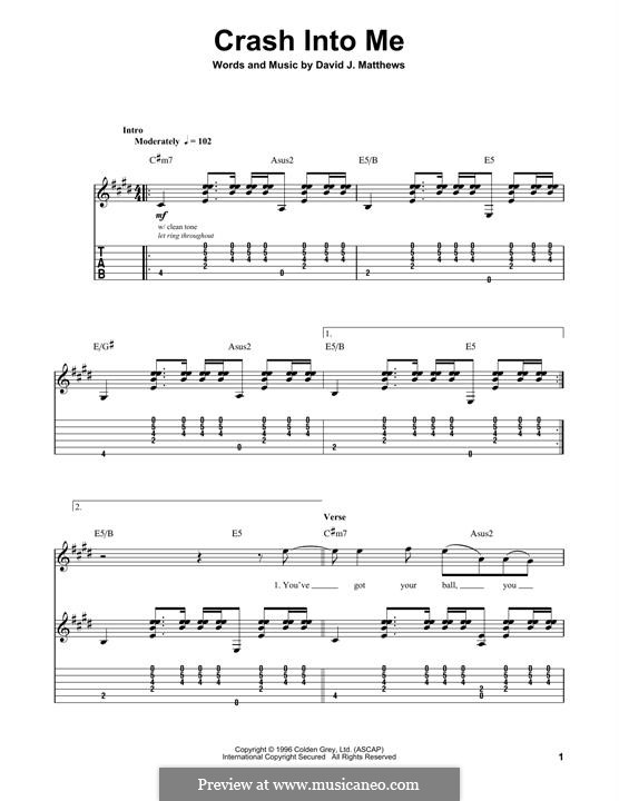 Crash Into Me (Dave Matthews Band): Гитарная табулатура by David J. Matthews