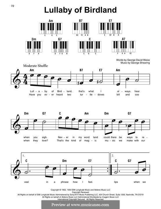 Lullaby of Birdland (Ella  Fitzgerald): Для фортепиано by George Shearing