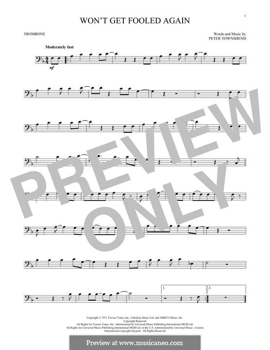 Won't Get Fooled Again (The Who): For trombone by Peter Townshend