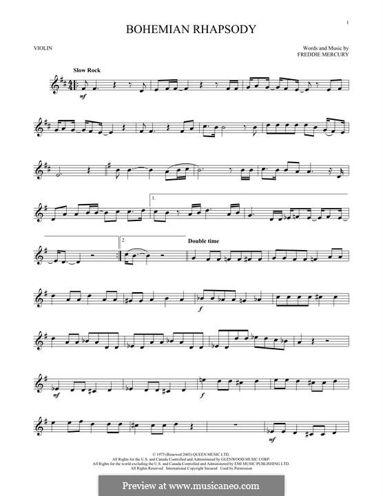 Freddie Mercury Bohemian Rhapsody Queen ноты на Musicaneo