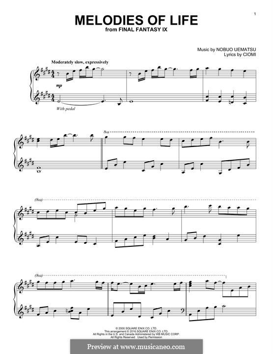 Melodies Of Life (from Final Fantasy IX): Для фортепиано by Nobuo Uematsu