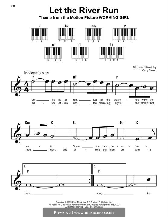 Let the River Run: Для фортепиано (легкий уровень) by Carly Simon