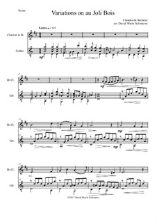 Variations on au Joli Bois: Для кларнета и гитары by Клоден де Сермизи