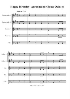 С днем рождения тебя: Для квинтета медных духовых by Милдред  Хилл