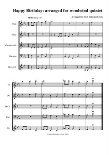 С днем рождения тебя: For woodwind quintet by Милдред  Хилл