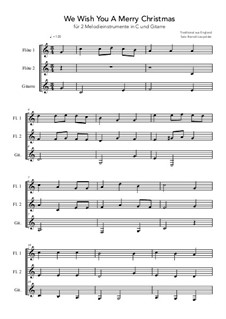 We Wish You a Merry Christmas: Für 2 Melodieinstrumente in C und Gitarre (C-Dur) by folklore