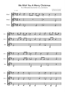 We Wish You a Merry Christmas: Für 2 Melodieinstrumente in C und Gitarre (D-Dur) by folklore