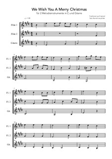We Wish You a Merry Christmas: Für 2 Melodieinstrumente in C und Gitarre (E-Dur) by folklore