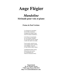 Mandoline for high voice and piano: Mandoline for high voice and piano by Анж Флегье