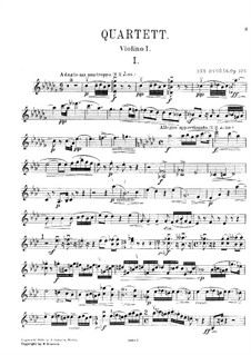 Струнный квартет No.14 ля-бемоль мажор, B.193 Op.105: Партии by Антонин Дворжак