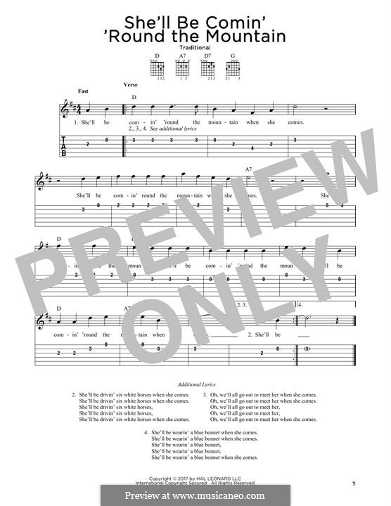 She'll Be Comin' 'Round the Mountain: Для гитары by folklore