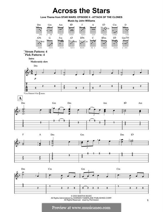 Across The Stars (from Star Wars: Attack Of The Clones): Для гитары by John Williams