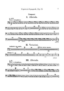 Испанское каприччио, Op.34: Партии ударных инструментов by Николай Римский-Корсаков