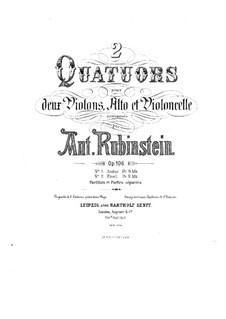 Квартет для струнных No.10 фа минор, Op.106 No.2: Партитура by Антон Рубинштейн