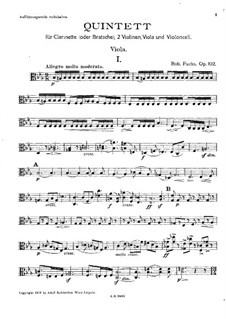 Квинтет для кларнета и струнных, Op.102: Партия альта by Роберт Фукс