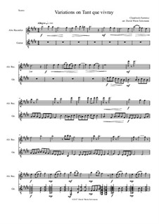 Variations on Tant que vivray: For alto recorder and guitar by Клоден де Сермизи