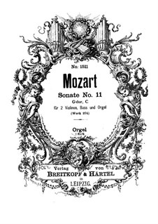 Церковная соната для двух скрипок, органа и бассо континуо No.13 соль мажор, K.274 (271d): Партия органа by Вольфганг Амадей Моцарт