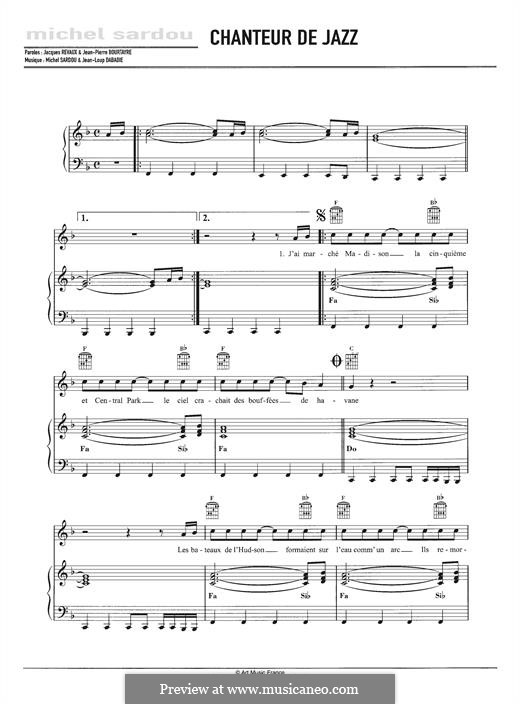 Chanteur de Jazz: Для голоса и фортепиано by Jean-Loup Dabadie, Michel Sardou
