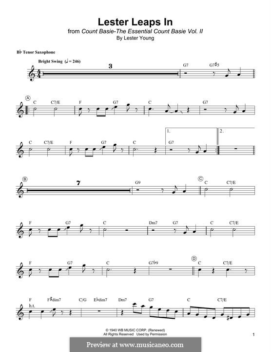 Lester Leaps in (Count Basie): Для тенорового саксофона by Lester Young