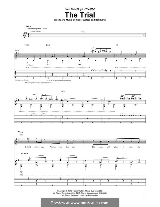 The Trial (Pink Floyd): Гитарная табулатура by Bob Ezrin, Roger Waters