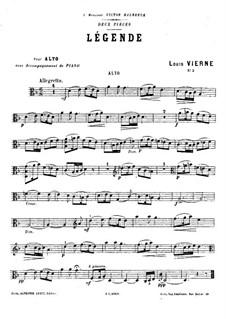 Две пьесы для альта и фортепиано, Op.5: No.2 Легенда – сольная партия by Луи Вьерн