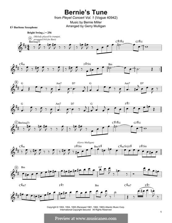 Bernie's Tune: For baritone saxophone by Bernie Miller