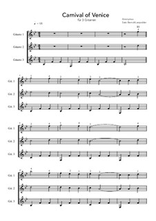 Carnival of Venice: Für 3 Gitarren (B-Dur) by Unknown (works before 1850)