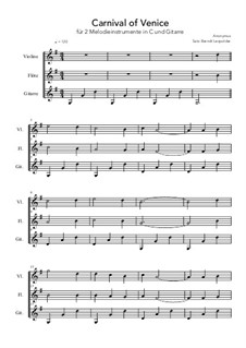 Carnival of Venice: Für 2 Melodieinstrumente in C und Gitarre (G-Dur) by Unknown (works before 1850)