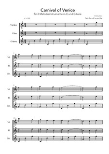 Carnival of Venice: Für 2 Melodieinstrumente in C und Gitarre (C-Dur) by Unknown (works before 1850)