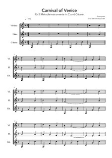 Carnival of Venice: Für 2 Melodieinstrumente in C und Gitarre (F-Dur) by Unknown (works before 1850)